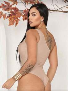 BODY MULA MANCA com bojo suplex - Bege - Visão 3