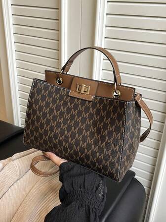 Retro stilvoller Nischen-Design Herbst/Winter Neuankömmling Kontrast Farbe Jacquard Pendler Schulter Tote Eimer Tasche, Weihnachtsgeschenk