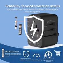 PHILIPS Multi-Country Travel Adapter Kit With 4 USB Smart Ports, Suitable For Business Travelers And Families, Desktop Charging Station, Compatible With Most Common Specifications. SPB1005B/93