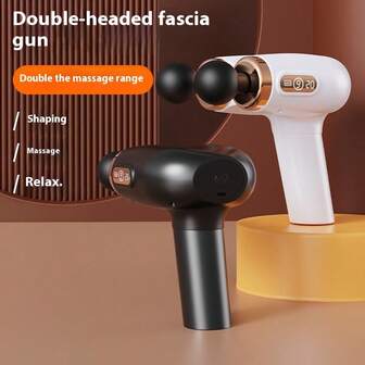 Nueva pistola de fascia de cabezal múltiple, masajeador eléctrico de cabeza dual para relajación muscular, herramienta de masaje profesional recargable por USB para hombros y cuello, dispositivo de masaje para dar forma y relajar, pistola de fascia de vibración silenciosa de velocidad múltiple, pistola de masaje de vibración de alta frecuencia, martillo de masaje eléctrico profesional para el músculo trapecio, masajeador de relajación muscular. Capacidad de la batería: 1500mAh