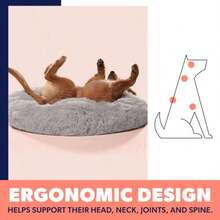 Calming Plush Dog Bed Donut Joint Support Anxiety Relief Washable Pet Bed With Removable Cover For Dogs Cats Large 36 Beige Ideal For Senior Pets And Small Breeds Provides Comfort And Stability In Homes Cars And Travel Soft Cushioning For Joint Health And Stress Reduction - 大36 - 查看 3