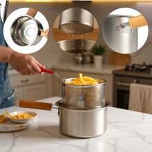 Deep Fryer Pan With Removable Basket – Premium Stainless Steel Cooking Pot For Frying Fish, Shrimp, Chicken, And Fries – Features Clear Lid & Built-In Oil Drainage System - Silver - View 4