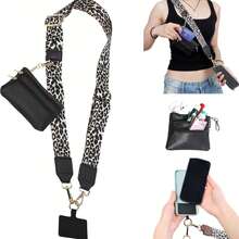 1pc Women's Adjustable Crossbody Phone Holder With Zipper Pouch, Black