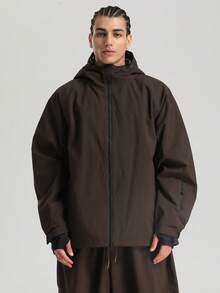 一件男女通用滑雪服/外套，女士冬季连帽登山服，带透气腋下拉链和防丢拉链口袋，男士单板滑雪户外外套，适合户外活动和冬季滑雪，结构加固，功能性滑雪装备，耐用雪地装备，女士滑雪服 - 咖啡棕 - 查看 5