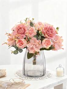 80pcs/Set Artificial Rose Flower Bouquet, Suitable For Birthday Party Decor, Wedding Flower Basket, Bridal Bouquet, Home Decor, Restaurant, Bedroom, Windowsill, Vase Decor, New Year Decor, Outdoor Garden, Back To School, Spring Decor, DIY Wreath Materials, Birthday Party Decor, Home Decor Accessories, Valentine's Day, New Year Gift - Pink - View 4