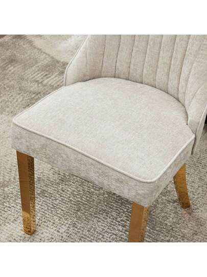 Flocked Chenille Rayon Dining Chairs, Com Tafel Kitchen Stoel Fabric Upholstery Goud Stainless Steel Legs, Set Of (Black). view 8