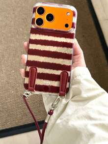 Ốp lưng điện thoại chống sốc sọc đỏ nâu cổ điển sang trọng tương thích với iPhone 17 Pro Max 17 Pro 17 16 Pro Max 16 Pro 16 15 Pro Max 15 Pro Max 15 Pro 15 Pro Max 14 Pro 13 12 Pro Max 11 Ốp lưng bảo vệ dây ngắn thời trang - Sọc đỏ và vàng - Xem 3