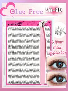 100 片 C 卷自粘睫毛，自然纤细，预粘睫毛簇，无需胶水，按压睫毛，易于粘贴，睫毛簇，睫毛簇，单根睫毛，睫毛，假睫毛 - 黑色 - 查看 18