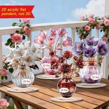 1/4/20 Adornos de rosa de cristal, placas acrílicas divertidas y multifuncionales para el hogar, dormitorio y decoración de escritorio, regalos románticos del Día de San Valentín - Multicolor - Ver 2