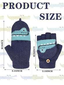 2pcs Kids Foldable Hamburger Earmuffs, Solid Color Earmuffs, Winter Cold-Proof And Freeze-Proof Plush Earmuffs, Stretchable Earmuffs, Warm Gloves - Navy Blue - View 3