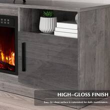 70 Inch Fireplace TV Stand Entertainment Center With 36" Fireplace, 70" Wooden TV Stand For TVs Up To 80", Media TV Console With High Gloss Storage Cabinet And 16 Colors LED Lights - 查看 4