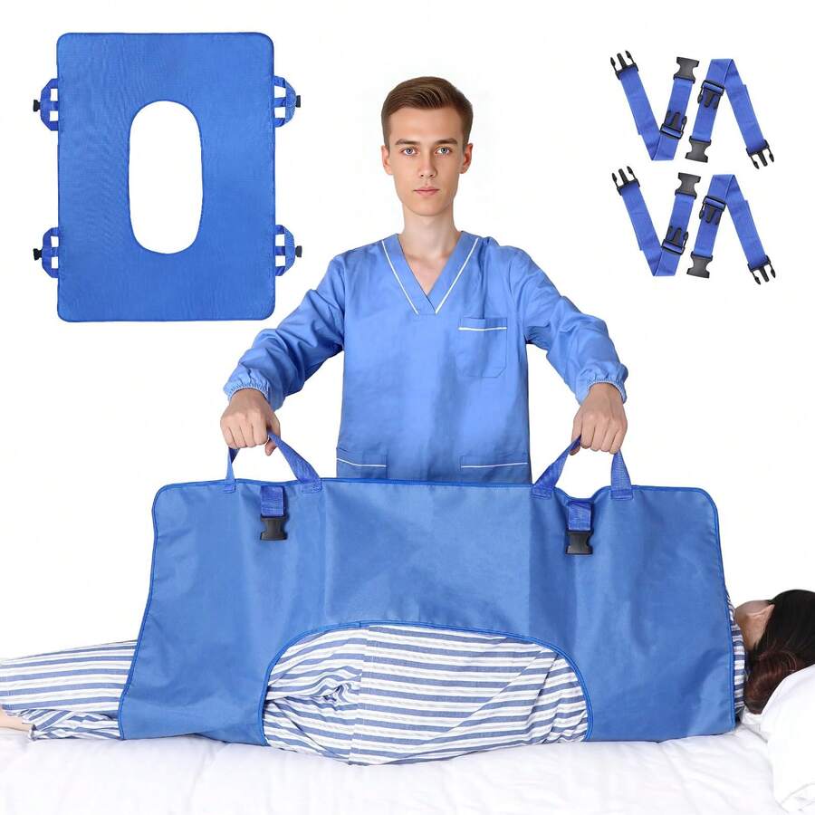 Prześcieradła ślizgowe Fanwer z wzmocnionymi uchwytami, 31,4*41,2 cala, wielofunkcyjne, do obracania i podnoszenia osób starszych i pacjentów - Wielokolorowe - Zobacz 1