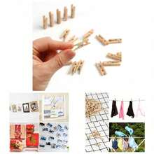 10/50/100个迷你照片夹，天然木质夹子，适用于照片夹、工艺装饰，小巧精致，木质迷你夹子，可用于工艺品展示、衣物悬挂、装饰画、鸡尾酒会、婚礼、房间装饰等场合。 - 彩色 - 查看 2
