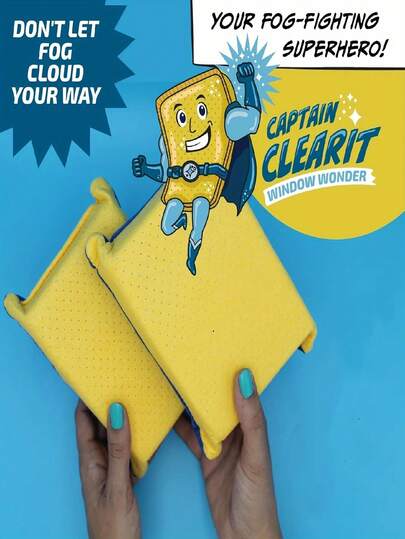 Dual Action Cleaning Sponge For Streak Free Glass | Easily Removes Dirt Fog And Condensation From Windshields Windows And Mirrors | Compact And Reusable,Large Super Absorbent Anti-Fog Sponge, Suitable For Cars, Windows And Glasses | No Residue & Easy To Clean Indoor/Outdoor Tool With Optimistic Design, Indoor Cleaning, Car Cleaning, Efficient Cleaning, Durable Sponge, Cleaning Sponge, Car Owners