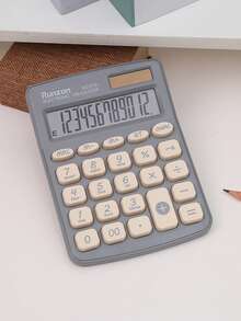 1pc 12-Digit Dopamine Calculator, Dual Power Supply (Solar + AAA Battery), Streamlined Body, Comfortable Grip, Material, Suitable For Home, Office, Cashier, Supermarket, School, High-Quality Calculator - 877b - View 5