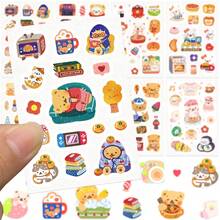 8pcs Little Bear Daily Stickers Cute Cartoon Animals Decal DIY Scrapbook Guitar Luggage Bottle Surfboard Stickers For Teens Gift - Multicolor - View 4
