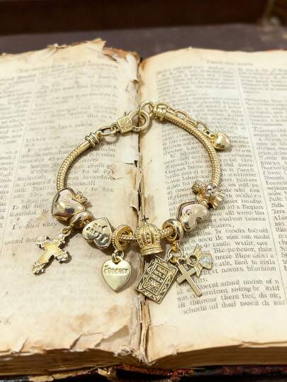 سوار شرابة مزين بالصليب والقلب لموضة الشارع الفينتاج والعام 2000، قابل للتعديل ومناسب للبنات لارتدائه في المناسبات اليومية والحفلات والمهرجانات كهدية