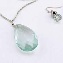 Bocar 3 Layer Jewelry Set Long Chain Pendant Bead Necklace Earring Women - Green - View 2