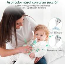 Limpiador  Eléctrico para Bebés,Saca Mocos para Bebe con 5 Niveles de Succión Ajustables,3 Cabezales de Silicona,Extractor de Mocos para Bebe con Música y Luz,Aspirador  para Bebe Carga USB - 1 - Ver 6