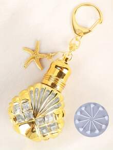 12ml Vintage Parfümflasche Schlüsselanhänger - Nachfüllbar, goldene Schale & kürbisförmiger Glasbehälter mit Kugel, Vintage Ätherisches Öl Karaffe, Geschenk für Frauen, Reise, Auto, Wohndekoration - Verschiedenfarbig - Übersicht 10