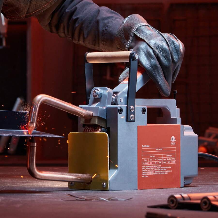 Soldadora por puntos portátil , máquina soldadora por puntos de 1/8 de pulgada con capacidad de entrada de 1,5 kVA, pistola de punta de soldadura portátil, máquina de soldadura por puntos de chapa metálica para placas de acero - Gris - Ver 1