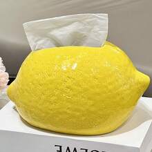 1pc Creative Realistic Ceramic Lemon Tissue Box | Nordic Style Vivid Fruit Texture 3D Lifelike Tissue Paper Holder, Home Decor, Housewarming Gift, Suitable For All Seasons - Multicolor - View 8