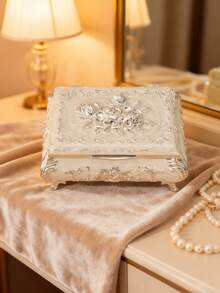 European Style Rose Flower Romantic Creative Jewelry Box Necklace Storage Box High-Grade Metal Organizer Valentine Gift Back To School - Multicolor - View 1