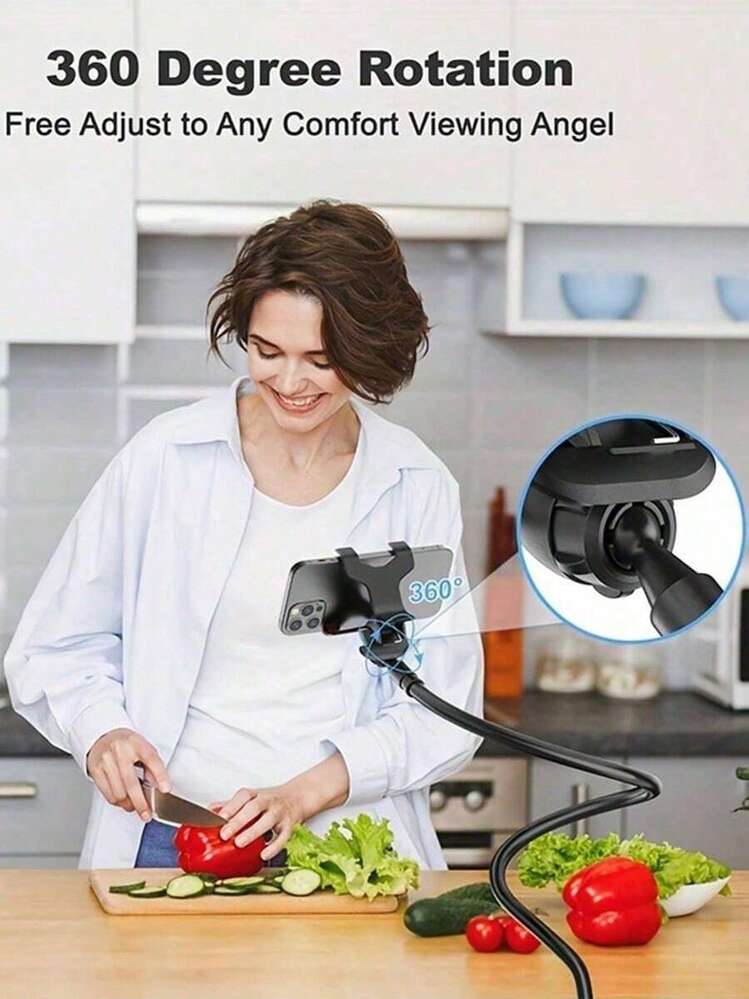 1pc Slouchy Bracket For Phone & Tablet, Rotatable Aluminum Alloy Phone Stand For Live Streaming, Desktop Or Bedside. - Multicolor - View 3