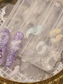 Molde de silicona 3D para decoración de uñas con arco y flecha de plumas de Cupido