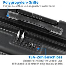 Carry-On Suitcase, Trolley Suitcase With Adjustable Telescopic Handle, ABS Hard Shell Suitcase With TSA Lock And Smooth Wheels, Luggage, Rolling Suitcase For Women & Men, 55*39*20cm - 黑色三件套 - 查看 5
