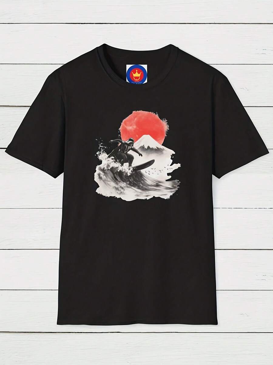 Sci-Fi Surfer T-Shirt Uniie Fan Rel,This Fun Printed Casual T-Shirt Is The Perfect Gift For Valentine's Day/Christmas - 款式30 - 查看 1