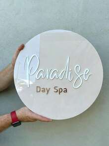 Personalization Transparent Acrylic Sign With Gold Letters And Gold Lines, Custom Made Rectangle Salon Decor Sign For The Wall 3D Acrylic Business Sign | Custom Text Wall Signage | Rectangle Logo Sign | Hair Salon, Nail Studio, Aesthetics Clinic, Beauty Shop Signs,Christmas Decorations, Christmas, Decorating Houses, Home Decor, - Multicolor - View 14