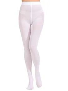 1/2 Paar Damen 60D weiche unifarbene halbtransparente Strumpfhosen mit hoher Taille, süßer Schuluniform/Lolita-Stil rein weiße kuschelige Strumpfhosen, Krankenschwester Kostüm Dekorative Strumpfhosen, geeignet für süßen Schuluniform/Lolita-Stil - Weiss - Übersicht 8