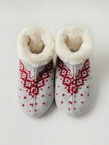 1 Pair Rabbit Fur Thermal Lined Slipper Socks, Soft Warm Thick Non-Slip Floor Socks For Men And Women, Autumn/Winter, Cozy Socks - Multicolor - View 13