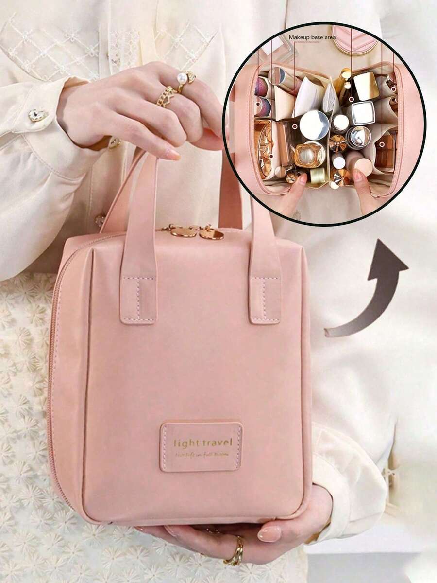 Bolsa de Maquiagem de Viagem de Duas Camadas, Bolsa de Armazenamento Cosmético Multifuncional, Bolsa Organizadora de Artigos de Toalete à Prova d'Água, Porta-Pincéis de Maquiagem de Grande Capacidade, Bolsa de Viagem Portátil, Bolsa Tote de Couro PU para Mulheres, Adequada para Artigos de Toalete, Lápis de Cor, Pincéis de Sombra, Absorventes Higiênicos, Batom, Pincéis de Maquiagem, Delineador, Brilho Labial, Produtos de Cuidados com a Pele, Armazenamento de Produtos Digitais, Acessórios de Viagem, Itens Essenciais de Viagem, Presentes para Damas de Honra, Presentes de Aniversário, Presentes de Formatura, Presentes de Feriado, Decorações de Casamento, Decoração de Quarto