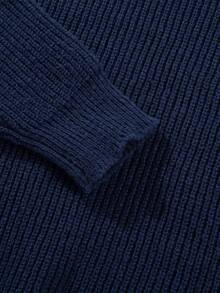 男士轻薄毛衣，时尚薄款针织套头衫，休闲美式风格，适合初秋/冬季穿着 - 藏蓝色 - 查看 7