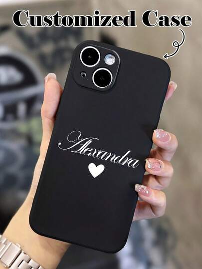 Customized Heart Signature Short Phrase, Personalized Fashion Signature Letter Slogan Commemorative Phone Case Suitable For S20, S21, S22, S23, S24, A12, A14, A15, A21, A22, A31, Compatible With IPhone 11/13/14/15 Pro Max, 16 Pro Max