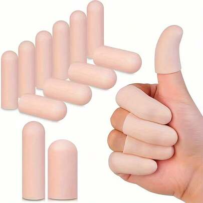 2/10/20/40pcs Adjustable Silicone Finger Guards - Moisturizing & Reusable, Non-Slip Grip, Dry & Cracked Finger Protectors For Protection, Beige & White, Finger Guards For Sport