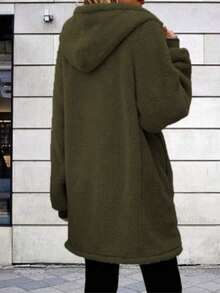 2024 New Autumn/Winter Hot-Selling Hooded Solid Plush Zipper Jacket, Plus Size Women's Apparel