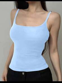 Basic Women's Tank Top With Straps. Basic Baita Nightgown/Vest - Royal Blue - View 2
