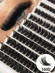 10排浓密睫毛簇，大容量睫毛盒160DD，卷翘簇状睫毛，适合嫁接，打造浓密睫毛效果，8-16毫米浓密睫毛簇，适合初学者，睫毛簇，单根睫毛，假睫毛 - D - 查看 1