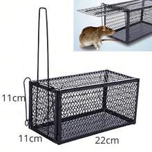 1个鼠笼 老鼠啮齿动物控制诱捕诱饵仓鼠捕鼠器人道活养高品质灭鼠笼 - 黑色 - 查看 2