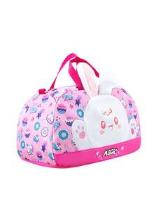 1个便携式旅行包，印有可爱的卡通独角兽/兔子/蛋糕/鲨鱼/恐龙等新颖造型。大容量、轻便耐磨的单肩斜挎包，配有舒适宽肩带，肩带长度可调节，满足基本收纳需求，适合旅行、户外活动、露营等场合，也适合万圣节、感恩节、圣诞节等节日。