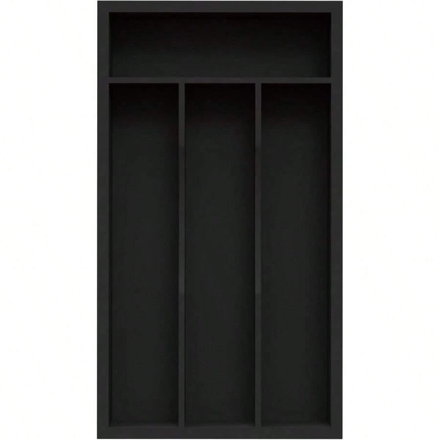 TFKI Small Silverware Organizer Bamboo Kitchen Drawer Organizer Utensil Holder Cutlery Tray And Spoon Flatware Storage With Grooved Drawer Dividers Black - 黑色 - 查看 1