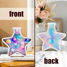 1pc Cute Star Shaped Piggy Bank, Creative "Jellyfish In A Bottle" Piggy Bank, Unique "Flowers And Girl" Piggy Bank, New Year Gift For Family, Friends, Roommates, Classmates, Desktop Decor And Storage, 1pc 3D Water Bottle Shaped Desktop Decor Piece, Acrylic Double-Sided Different Prints, Suitable For Dried Flowers And Artificial Plants, Multi-Functional Decor Piece - Multicolor - View 3
