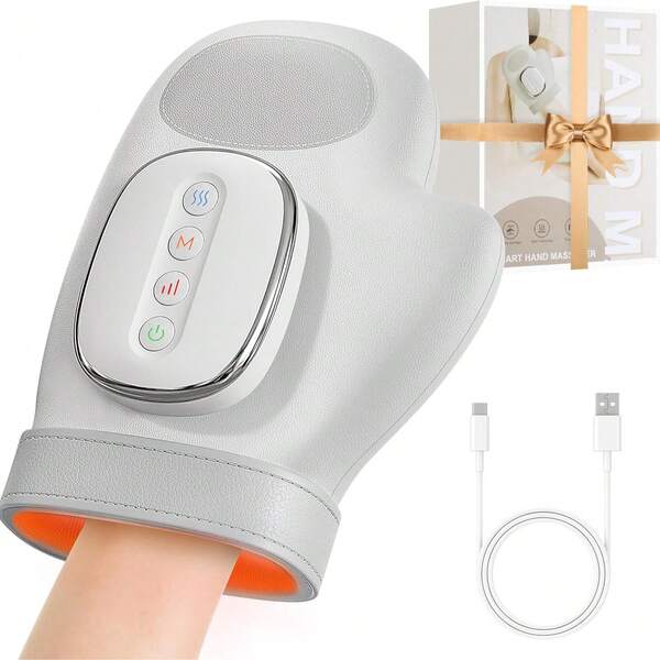 Hand Massager With Heating And Compression Function, Smart Wrist Support Massager, 3 Massage Modes, 3 Temperature Settings, 5 Pressure Modes, Therapy Gloves, Finger Massage Gift For Loved Ones, Parents And Friends