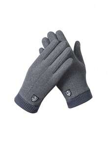 1 par de luvas de inverno quentes para homem, feitas de veludo alemão grosso e resistente ao toque, ideais para ciclismo ao ar livre, à prova de vento e frio. Confeccionadas em fibra de poliéster, são adequadas tanto para homens quanto para mulheres. Luvas de neve.