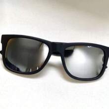 Óculos de Sol Masculino Quadrado Clássico Preto Estilo Justin Moderno e Conforto - Prata - Visão 1