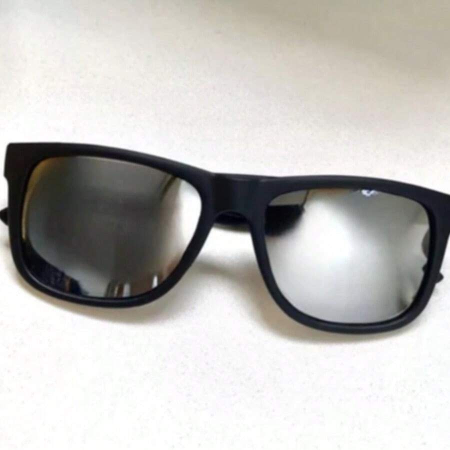 Óculos de Sol Masculino Quadrado Clássico Preto Estilo Justin Moderno e Conforto - Prata - Visão 1