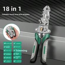 2025 New Foldable, Thick & Durable, Multi-Functional Wire Stripper Pliers, Professional Electrician Tool For Cable, Wire Harness Extraction, Industrial Grade Wire Cutter With Screw Driver, Coil Design, Stainless Steel Material, Stylish Design